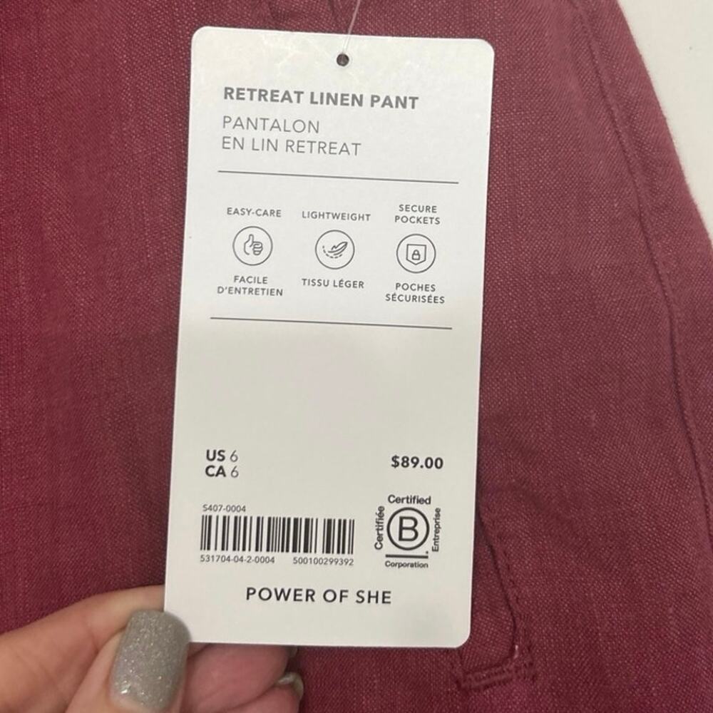 Athleta Retreat Linen Jogger Pants Coffeeberry 6 NWT Resort Vacation Summer - Picture 11 of 15